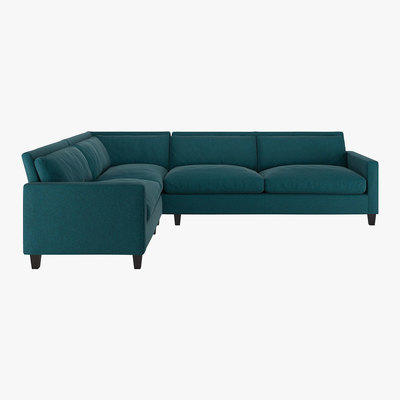 Habitat Chester Teal Green Tweed Wool Mix Right-Arm Corner Sofa, Dark Feet, Green