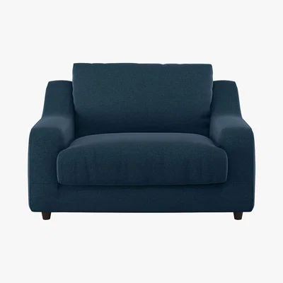 Habitat Slope Navy Blue Wool Tweed Loveseat Sofa, Navy