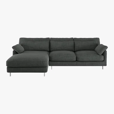 Habitat Cuscino Charcoal Grey Italian Woven FaBric Left-Arm Chaise Sofa, Charcoal