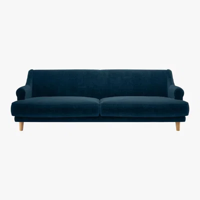 Habitat Townsend Ink Blue Velvet 4 Seater Sofa, Blue
