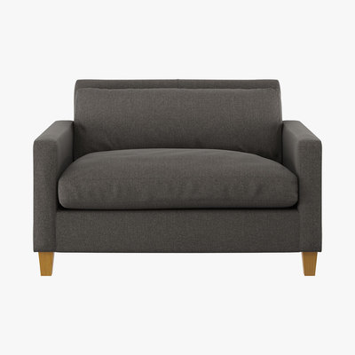 Habitat Chester Charcoal Grey Herringbone Wool Mix Compact Sofa, Oak Feet, Charcoal