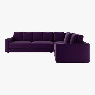 Habitat Rupert Purple Velvet Left-Arm Corner Sofa, Purple