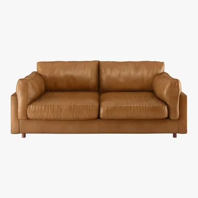 Habitat Elkin Mid Tan Leather 3 Seater Sofa, Tan