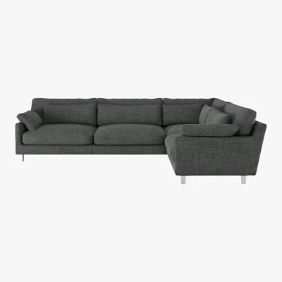 Habitat Cuscino Charcoal Grey Italian Woven Left-Arm Corner Sofa, Charcoal