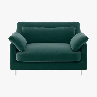 Habitat Cuscino Emerald Green Velvet Compact Sofa, Green