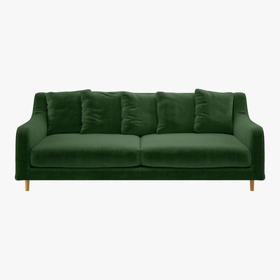Habitat Swift Moss Green Velvet 3 Seater Sofa, Moss Green