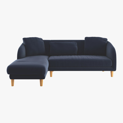 Habitat Colby Navy Blue Velvet Left Arm Chaise Sofa, Dark Blue
