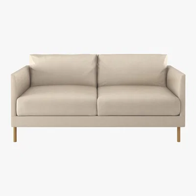 Habitat Hyde Cream Leather 2 Seater Sofa, Wooden Legs, Cream