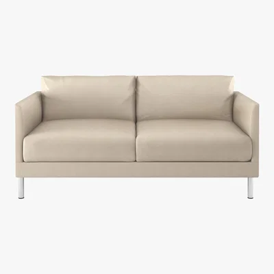 Habitat Hyde Cream Leather 2 Seater Sofa, Metal Legs, Cream
