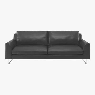Habitat Lyle Black Leather 3 Seater Sofa, Black