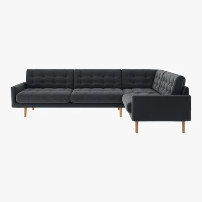Habitat Fenner Dark Grey Velvet Left-Hand 4 Seater Corner Sofa, Grey