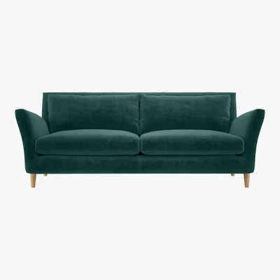Habitat Keele Emerald Green Velvet 3 Seat Sofa, Green