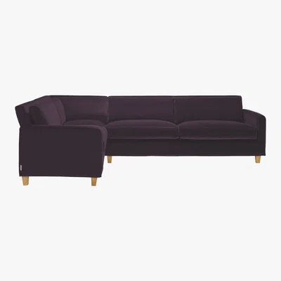 Habitat Chester Purple Velvet Right-Arm Corner Sofa, Oak Stained Feet, Purple
