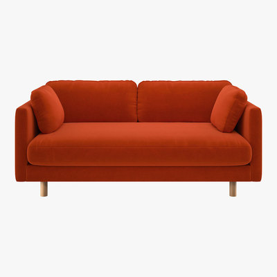 Habitat Mori Orange Velvet 2 Seater Sofa, Orange