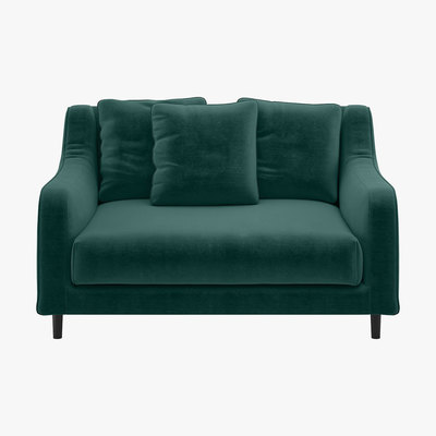Habitat Swift Emerald Green Velvet Loveseat Sofa, Green