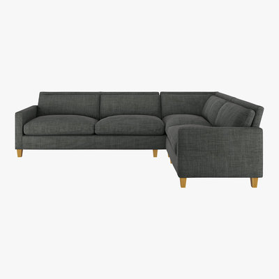 Habitat Chester Charcoal Grey Italian Woven Left-Arm Corner Sofa, Oak Feet, Charcoal