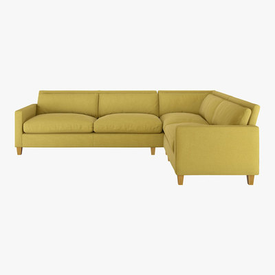 Habitat Chester Yellow Textured FaBric Left-Arm Corner Sofa, Oak Feet, Yellow