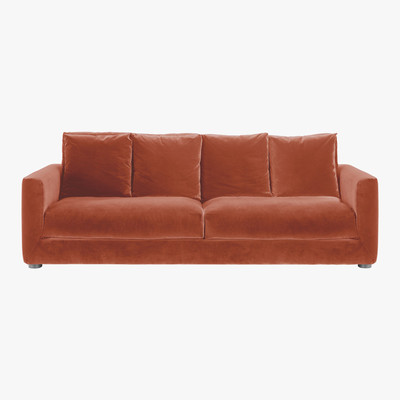 Habitat Rupert Orange Velvet 4 Seater Sofa, Orange