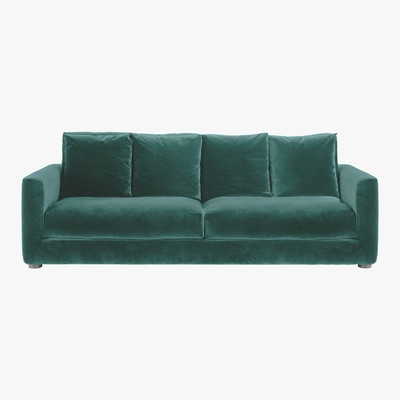 Habitat Rupert Emerald Green Velvet 4 Seater Sofa, Green