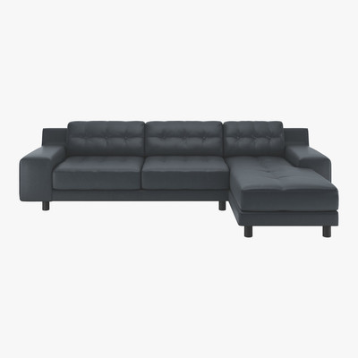 Habitat Hendricks Dark Grey Luxury Leather Right Arm Chaise Sofa, Grey