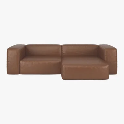 Habitat Opollo Light Brown Leather Small Right Arm Chaise Sofa Group, Light Brown