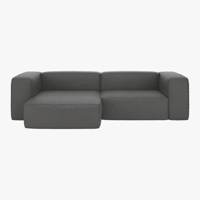 Habitat Opollo Grey Luxury Leather Small Left Arm Chaise Sofa Group, Grey
