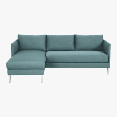 Habitat Hyde Teal Blue FaBric Left-Arm Chaise Sofa, Metal Legs, Blue