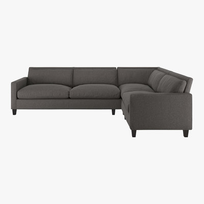 Habitat Chester Grey Herringbone Wool Left-Arm Corner Sofa, Dark Feet, Charcoal