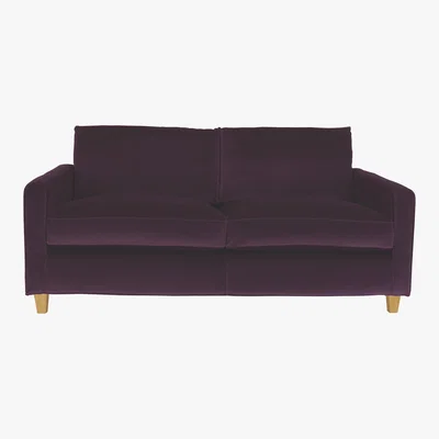 Habitat Chester Purple Velvet 2 Seater Sofa, Oak Stained Feet, Purple