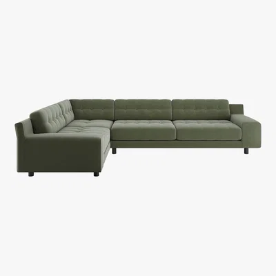 Habitat Hendricks Sage Green Velvet Right Arm Corner Sofa, Green Green