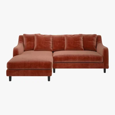 Habitat Swift Orange Velvet Left Hand Chaise Sofa, Orange