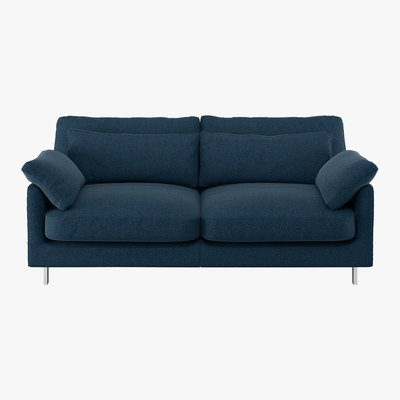 Habitat Cuscino Navy Blue Tweed Wool Mix 2 Seater Sofa, Navy