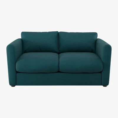 Habitat Joshua Teal Green Wool Tweed 2 Seat Sofa, Green