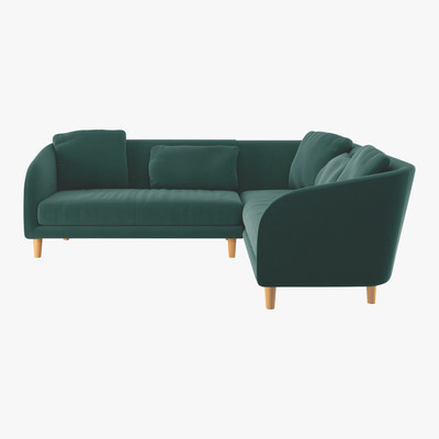 Habitat Colby Emerald Green Velvet Left-Arm Corner Sofa, Green