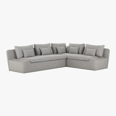 Habitat Kasha Light Grey Textured FaBric Left-Arm Corner Sofa, Grey