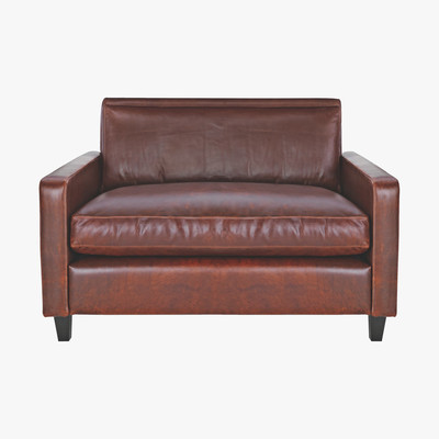 Habitat Chester Tan Leather Compact Sofa, Dark Stained Feet, Tan
