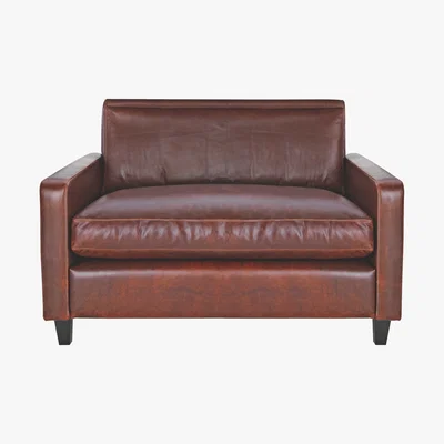 Habitat Chester Tan Leather Compact Sofa, Dark Stained Feet, Tan