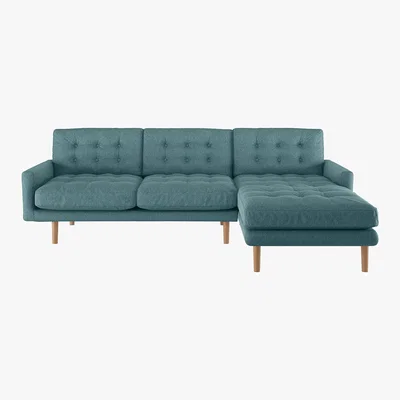 Habitat Fenner Teal Blue FaBric Right-Hand 4 Seater Chaise Sofa, Blue