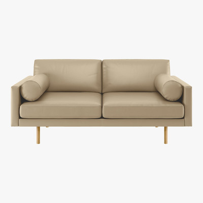 Habitat Spencer Stone Leather 2 Seater Sofa, Oak Legs, Stone