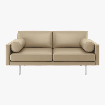 Habitat Spencer Stone Leather 2 Seater Sofa, Metal Legs, Stone
