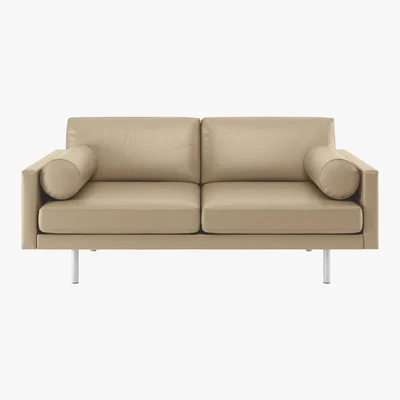 Habitat Spencer Stone Leather 2 Seater Sofa, Metal Legs, Stone
