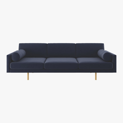 Habitat Spencer Navy Blue Velvet 4 Seater Sofa, Oak Legs, Dark Blue
