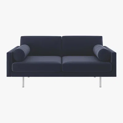 Habitat Spencer Navy Blue Velvet 2 Seater Sofa Metal Legs, Dark Blue