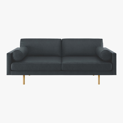 Habitat Spencer Dark Grey Luxury Leather 3 Seater Sofa, Oak Legs, Grey