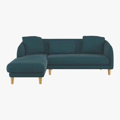 Habitat Colby Teal Green Wool Tweed Left Arm Chaise Sofa, Green