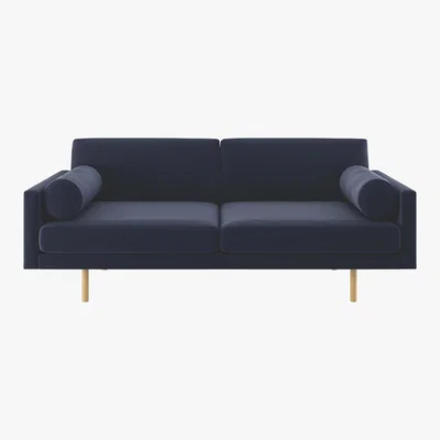Habitat Spencer Navy Blue Velvet 3 Seater Sofa, Oak Legs, Dark Blue