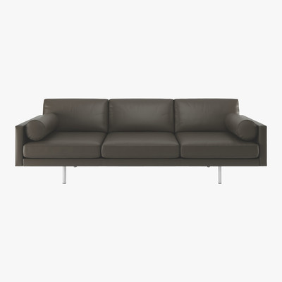 Habitat Spencer Grey Leather 4 Seater Sofa, Metal Legs, Grey