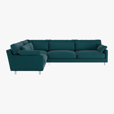 Habitat Cuscino Teal Green Wool Tweed Right-Arm Corner Sofa, Green