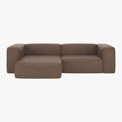 Habitat Opollo Light Brown Luxury Leather Small Left Arm Chaise Sofa, Light Brown