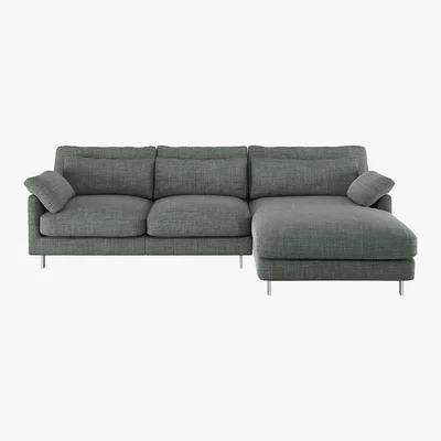 Habitat Cuscino Grey Italian Woven Right-Arm Chaise Sofa, Grey
